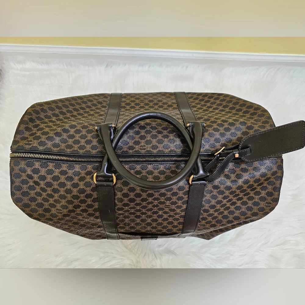 ❤🎉HOST PICK🎉❤️Rare Celine black&brown macadam triumph pvc boston travel MC98/1 - Picture 7 of 17